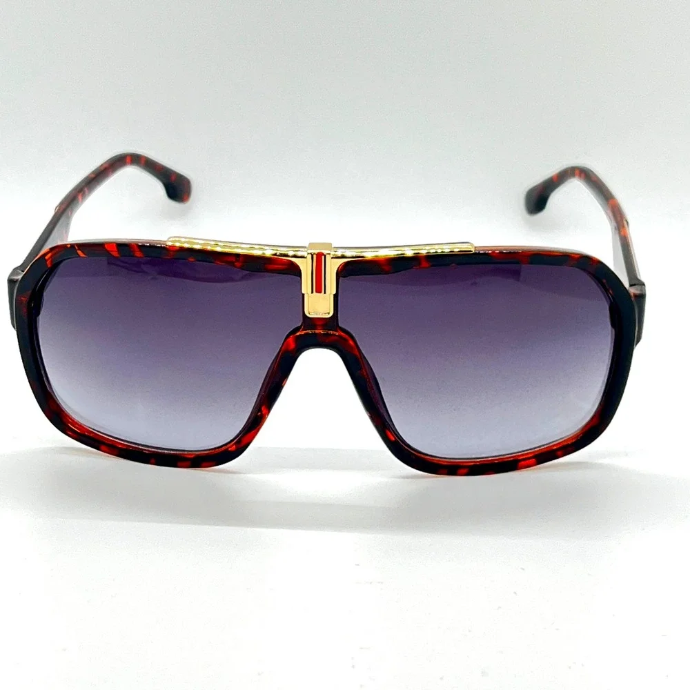 Fashion Sunglasses Tortoise Shell Frame Gold Accent Men Trendy Street Wear Gafas